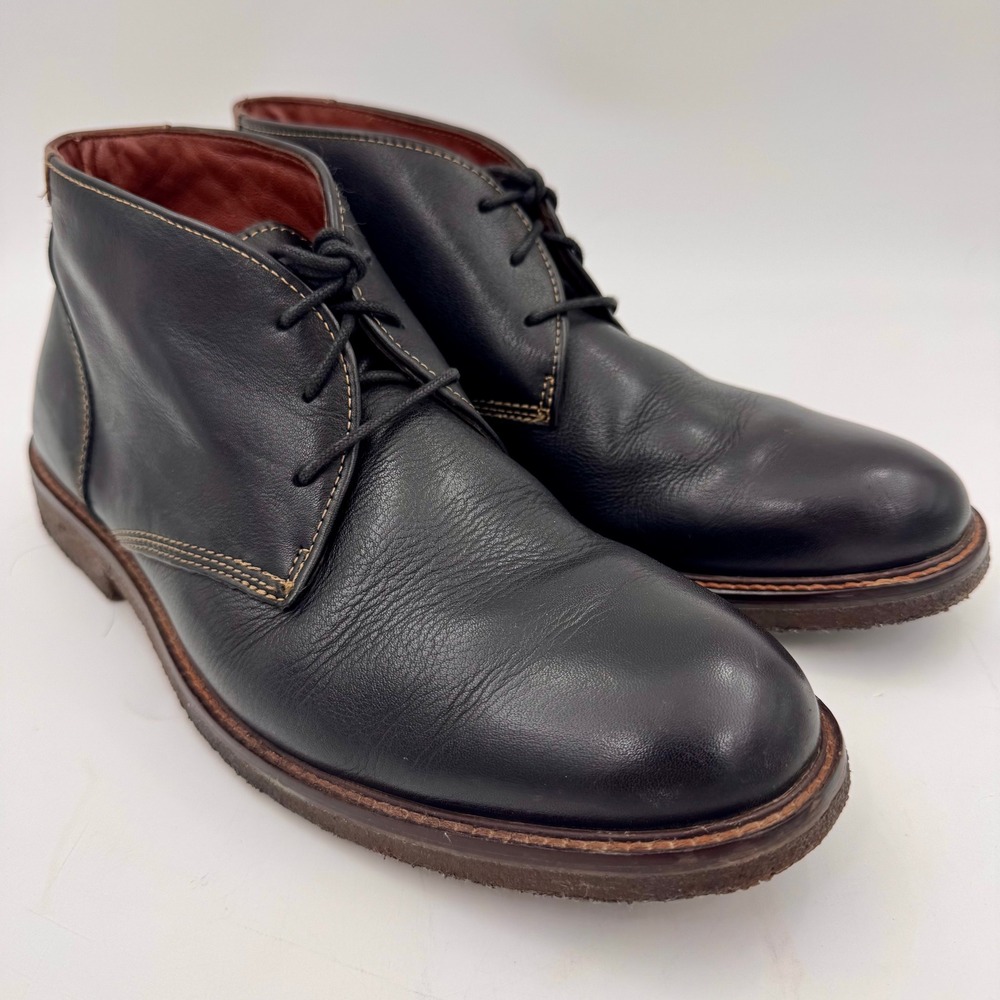 Johnston & Murphy Copeland Black Leather Chukka Boots Sheepskin Lining Mens 9M